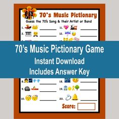 the 70's music dictionary game instant answer key