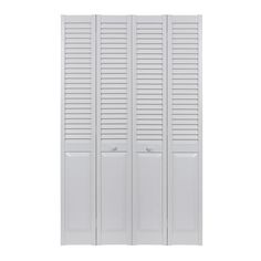 white shuttered closet doors against a white background