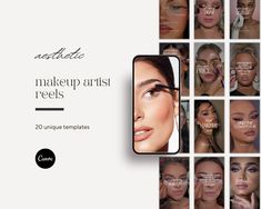 20 Customizable Makeup Artist Instagram Reels - Perfect for Elevating Your Aesthetic Feed Looking to take your Instagram feed to the next level with eye-catching, professional reels? This pack of 20 makeup artist Instagram reels is designed specifically for makeup artists, beauty influencers, and social media managers looking to create aesthetic, high-quality content that captures attention. Each reel cover is fully customizable and can be tailored to your brand's unique style in Canva, saving y Makeup Artist Instagram Feed, Makeup Social Media Post, Salon Social Media Posts, Beauty Salon Social Media, Makeup Artist Instagram, Salon Social Media, Create Aesthetic, Tiktok Beauty, Reel Cover