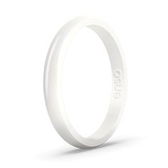 Elements Classic Halo Silicone Ring - Pearl White Rings For Everyday With Round Band, White Round Band Rings For Everyday, Modern White Rings For Everyday Wear, White Hypoallergenic Minimalist Stackable Rings, Minimalist White Stackable Rings For Everyday, Adjustable White Stackable Round Band Rings, White Adjustable Stackable Round Band Rings, Adjustable White Stackable Rings, Classic White Stackable Adjustable Rings