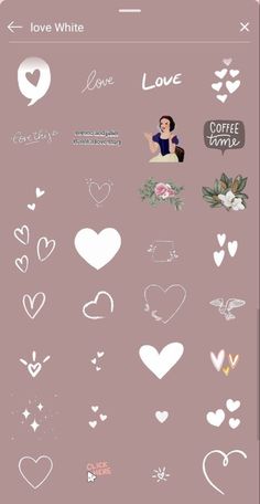 some stickers that are on the back of a cell phone, with hearts and flowers