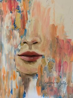 an abstract painting of a woman's face