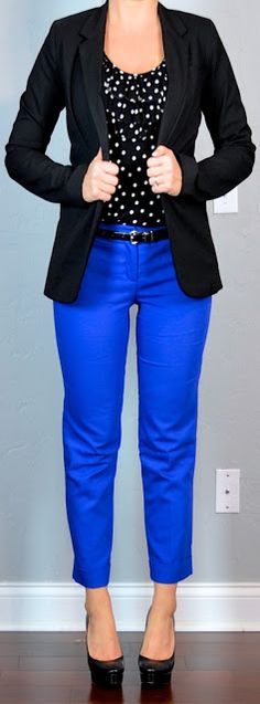 Great work outfit for my Stitch Fix blue cropped pants! Elegante Casual, Looks Black, Outfit Trends, Professional Attire, Work Wardrobe, Professional Outfits, Blue Pants, Business Attire