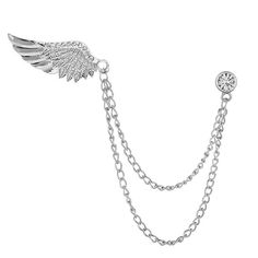 PRICES MAY VARY. Angel Wings Brooch-----Alloy material+rhinestones, This crystal chain brooch retro style, exquisite workmanship.Available in gold wings brooch and silver wings brooch.Suitable for men and women. Brooch for Men Suit-----Crystal: 2.6x4cm. Chain length:11-15cm. Brooch weight: 10g.There are two chain brooch, fashion and retro.Complete with silver chain and buttons that will not damage or cause wear or snagging on fabric. Long Chain Brooch-----Vintage rhinestone long chain brooch.Eas Lapel Chain, Women Brooch, Crystal Wings, Mens Suit Accessories, Chain Brooch, Collar Brooch, Brooch Fashion, Men Suit, Silver Wings