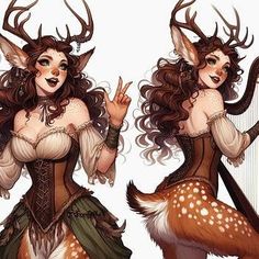 two women dressed in costumes with deer horns