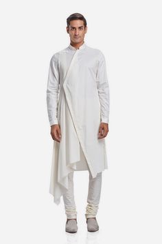 Asymmetric Kurta Designs For Men, Draped Kurta For Men, Drape Kurta For Men, Menswear Kurta, Mens Traditional Wear, Wedding Kurta For Men, Gaurav Gupta, Wedding Dresses Men Indian