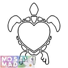 a heart shaped turtle with wings on it's back and head in the shape of a