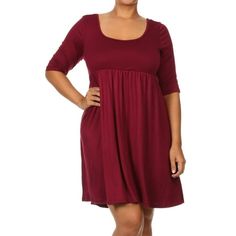 Product Description: Plus Size: This dress is specifically tailored for plus-size individuals, offering a comfortable and flattering fit for those with larger body sizes. Scoop Neck: The dress features a scoop neckline, which is gently rounded and sits lower on the chest. It offers a classic and versatile neckline style. 3/4 Sleeves: With 3/4 sleeves, this dress provides arm coverage while maintaining a comfortable and practical length. Babydoll Style: The babydoll style is characterized by a hi Moa Collection, Flowy Design, Shirts For Leggings, Plus Size Activewear, Loose Outfit, Knit Tunic, Mini Dresses Summer, Dressy Tops, Solid Dress