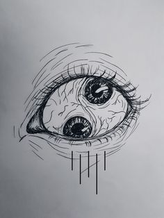 a drawing of an eye is shown in black and white