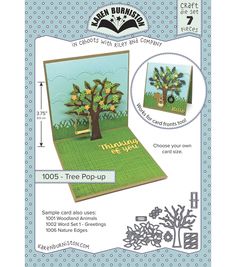 a card with the words happy tree pop up on it