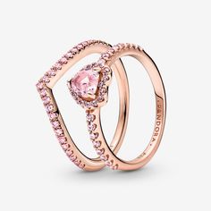 Pink Heart Rings, Coquette Jewelry, Cute Promise Rings, Wishbone Ring, Jewelry Accessories Ideas, Pandora Rings, Pandora Bracelet Charms, Girly Accessories, Promise Rings For Her