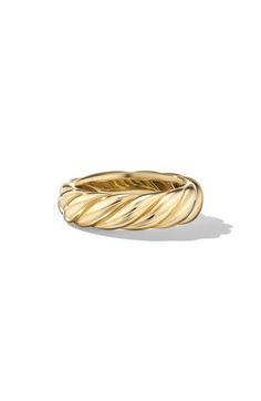 a yellow gold ring with twisted design