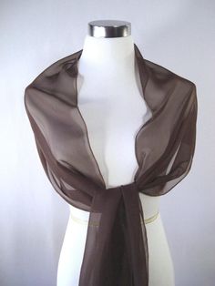 Evening Wrap - Chocolate Brown - Shawl Scarf - Stole - One Shoulder Drape - Dark Chocolate Brown Chi Brown Prom Dress, Dark Drapes, Brown Shawl, Evening Wrap, Wedding Scarf, Shawl Wedding, Evening Wraps, Dress With Shawl, Bridal Shawl