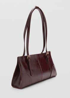 Shoulder bag with buckles  - Woman | MANGO USA Elegant Double Handle Satchel With Buckle Closure, Elegant Shoulder Bag With Buckle Closure And Double Handle, Elegant Everyday Satchel With Buckle Closure, Shoulder Bag Outfit, Mango Bags, Burgundy Bag, Work Handbag, Bags Aesthetic, Iconic Bags