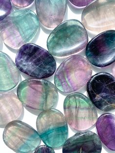 "Get one worry stone per order.  Please read re: Custom Selection details below. - Fluorite Coloration- Colourless, white, purple, blue, blue-green, green, yellow, brownish-yellow, pink or red. Benefits- Concentration, Balance, Truth, Consciousness, Intellect, Protection, Aura Cleanse, Communication, Visions,  Chakras- Heart, Throat, Third Eye Fluorite cleanses and stabilizes the aura. It absorbs and neutralizes negative energy and stress. An excellent learning aid, Fluorite increases our powers of concentration, self-confidence and helps us in decision-making.  It encourages positivity, balances the energies, and improves balance and coordination, both physically and mentally. Fluorite is said to absorb and neutralize negative vibrations. It makes one more receptive to the vibrations of o Fluorite Crystal Wallpaper, Green Fluorite Crystal Meaning, Rainbow Fluorite Meaning, Rainbow Fluorite Aesthetic, Fluorite Crystal Aesthetic, Astro Tarot, Brownish Yellow, Chakra Cleanse, Fluorite Stone