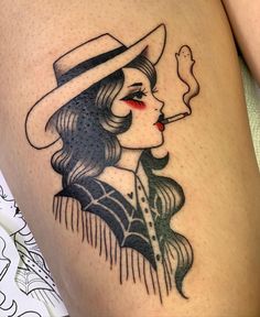 #tattoo #tattoos #inked #tattooart #tattooed #tattooideas #tattoodesign #tattooinspiration #tattoosleeve #tattooflash #inkedgirls #tattooedwomen  #InkLaughs  #TattooFails American Tradition Tattoos For Women, 50s Style Tattoos, Cowgirl American Traditional Tattoo, American Traditional Tattoos Pinup, American Traditional Girl Tattoo, Girly American Traditional Tattoo Ideas Black And White, American Traditional Woman Tattoo, Pinup Tattoo Traditional, American Traditional Pinup Tattoo