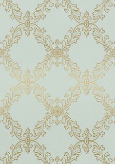 a gold and white wallpaper with an ornate design on the back side of it