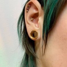 Gold Steel Ear Plugs Gauges Tunnels Pair Sizes: 6g 4g 2g 0g 00g 1/2" 9/16" 5/8" 11/16" 3/4" 7/8" 1" Ear Guage Piercing, Double Gage Ears, 1 Inch Ear Gauges, Gauge Ears Women, Small Stretched Ears Classy, 8mm Stretched Ears, 8 Gauge Ears, 10 Gauge Ears, Double Zero Gauges Ears