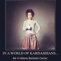 a woman in a skirt holding a cup with the caption in a world of kardashians