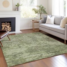 a living room scene with focus on the rug