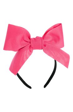 A large bow sweetens the top of this slim headband that makes a lively finale to your kiddo's outfit. 3/4" band width, 6 3/4" bow width Textile/acrylic Imported Large Bow, Bow Headband, Pink Bow, The Top, Nordstrom, Textiles, Band, Free Shipping, Pink