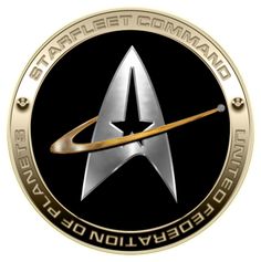 the star trek emblem is shown in gold and black