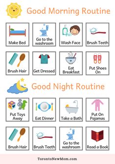 the good morning routine is shown in this printable activity for kids to learn how to use