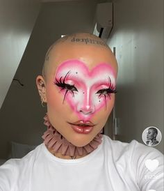 Sick Makeup Look, Pink Graphic Makeup, Colorful Drag Makeup, Unconventional Makeup, Pink Futuristic Makeup, Pink Avant Garde Makeup, Hot Pink Drag Makeup, Makeup Charts