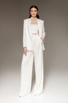 Bridal Suit ANDREA City Hall Wedding Alternative Wedding - Etsy Mexico Wedding Suit Women, Wedding Pantsuit, Bridal Suit, Bride Suit, Wedding Pants, Rehearsal Dinner Outfits, Satin Suit, Dress Rehearsal, Alternative Wedding Dresses