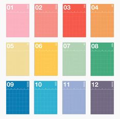 an image of a calendar with the numbers in different colors and sizes on each page