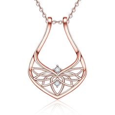 Ring Holder Necklace Lotus Flower 925 Sterling Silver Engagement Wedding Magic Rings Multiple for Women - Charlie Dolly Wedding Ring Necklace Holder, Lotus Crystal, خواتم خطوبة, Ring Halter, Ring Holder Necklace, Eagle Necklace, Rhombus Shape, Simple Pendant, Horseshoe Necklace