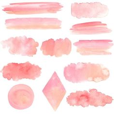 pink watercolor stains on white paper with different shapes and sizes, including one in the middle