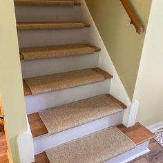 the carpeted stairs in this house are clean and ready for us to use