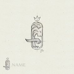 a drawing of a toothbrush with a crown on it's head and the word name