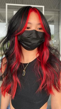 Underdye Hair, Peekaboo Hair Colors, Black Red Hair, Split Dyed Hair, Hair Color Underneath, Red Hair Inspo, Peekaboo Hair, Black Hair Dye, Dyed Red Hair