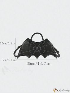 BirdinBag - Spider Web Bat Wing Crossbody Bag - Halloween Gothic Novelty Handbag with Pu Coin Purse Gothic Black Bags With Large Capacity, Black Gothic Bag With Large Capacity, Gothic Large Capacity Black Bag, Black Gothic Bag For School, Gothic Black School Bag, Black Gothic Party Bags, Black Halloween Shoulder Bag Satchel, Black Tote Shoulder Bag For Halloween, Black Shoulder Bag Satchel For Halloween