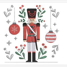 Nutcracker Embroidery, Christmas Machine Embroidery, Snowman Scarf, Red Scarves, Design Christmas, Star Stitch, Stitch Design, Christmas Design, Machine Embroidery Design