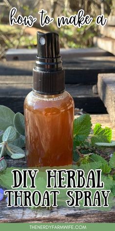 Here's a quick and easy home remedy for sore throats! This DIY herbal throat spray is made with tincture (or tea) plus honey & a small amount of (optional) peppermint extract to help soothe and relieve a sore throat! Home Remedy Recipes, Clove Oil For Sore Throat, Diy Throat Lozenges, Sore Throat Herbal Remedy, Sore Throat Natural Remedies, Herbal Throat Spray, All Natural Remedies, How To Heal Strep Throat Naturally, Diy Throat Spray