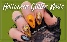 31 Halloween Glitter Nails Ideas Halloween Glitter Nails, Halloween Nails For Kids, Glitter Nails Ideas, Nails Minimalist, Nails Heart, Ten Nails, Halloween Express, Racun Shopee, Nails Halloween