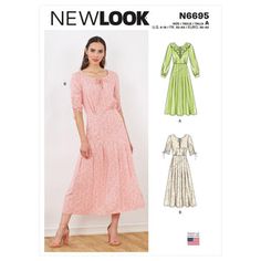 a women's dress and jacket sewing pattern from the new look book, n6895