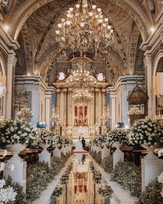 San Agustin Church, Wedding Church Decor, Dream Wedding Reception, Church Wedding Ceremony, Church Wedding Decorations, Elegant Wedding Venues, Dream Wedding Decorations