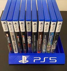 there are many video games in this blue holder