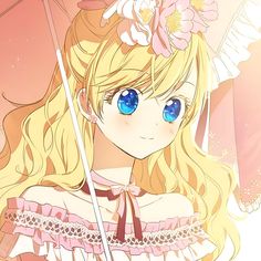 a blonde haired girl with blue eyes holding an umbrella