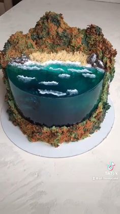 there is a cake that looks like the ocean