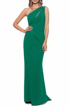 Sachin & Babi One-Shoulder Satin Charmeuse Gown | Nordstrom Dark Green Dress Formal, Green Dress Formal, Cutout Gown, High Low Gown, Evening Dress Collection, Dark Green Dress, Sheath Gown, Trumpet Gown, One Shoulder Gown