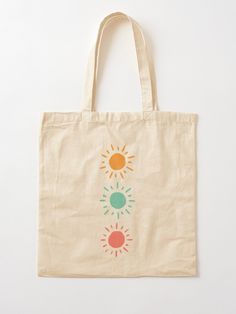 "Happy Retro Sun Pattern - Orange Mint Coral Palette" Tote Bag by illocharm | Redbubble Bag Painting Ideas Diy, Tote Bags Painting Ideas, Ecobag Design Ideas, Diy Tote Bag Painting Ideas, Tote Bag Design Diy Paint, Cute Tote Bag Design, Tote Bag Inspo, Tote Bag Painting Ideas