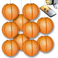 MoonBright Peach Orange Coral Paper Lantern 10pc Party Pack with Remote Controlled LED Lights Included - PaperLanternStore.com - Paper Lanterns, Decor, Party Lights & More