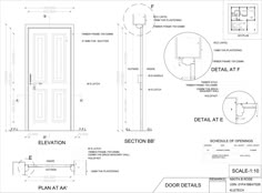 an architectural drawing showing the details for a door