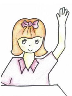 a drawing of a girl raising her hand