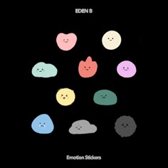 the cover art for eden b's album emotion stickers, which features six different